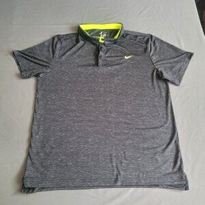 Nike Dri-Fit Polo Shirt Mens XXL Heathered Grey Lime Green Moisture Wick Active